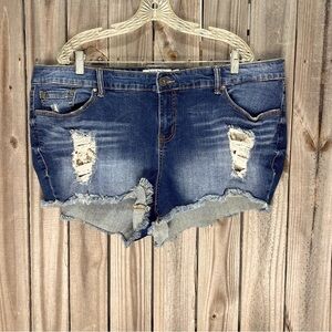 Torrid Distressed Jean Shorts with Frayed Hem cotton blend plus size 22